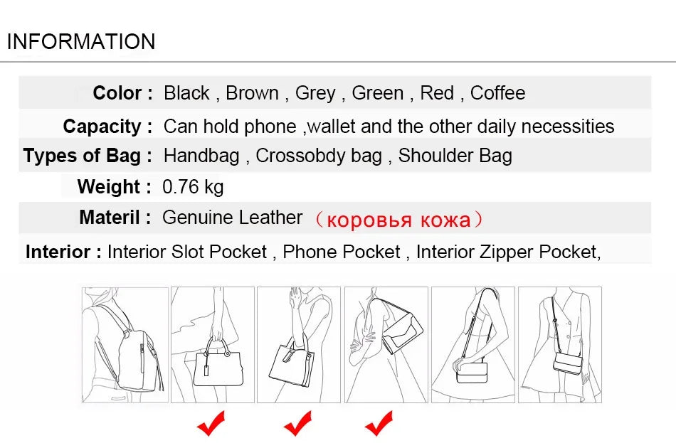 Real Leather Women's Handbag Fashion Top-handle Bags Ladies Tote Bag Minimalist Wallets Shoulder Tote Bag Portable Shopping Bag