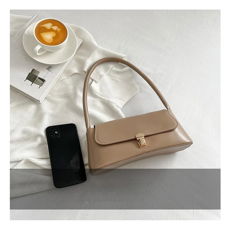 Women's Shoulder Bag Handbag Retro Underarm Bag Fashion Simple Solid Color New Hand Shoulder Bag