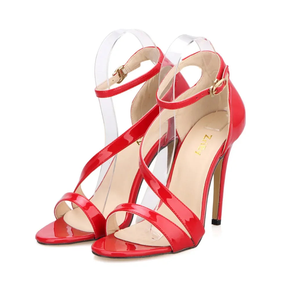 Ladies Dancing Shoes Sexy Women's Sandals Solid Open Toe High Heels Summer Ankle Strap Stiletto Dress Fish Mouth Sandal Women