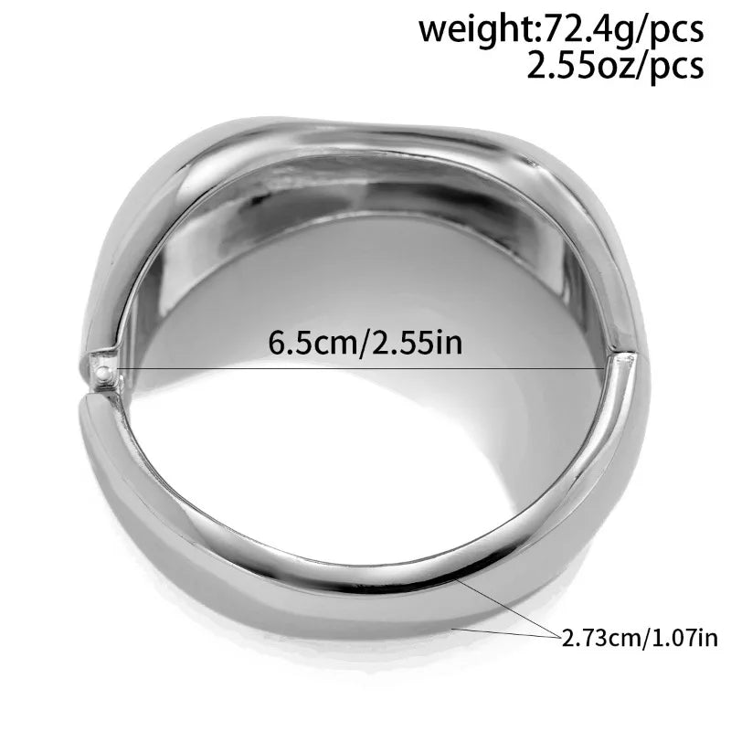 Wide Cuff Bangles Punk Gold Silver Color Geometric Metal Large Bangles for Women Bracelets Men Exaggerated Luxury Jewelry