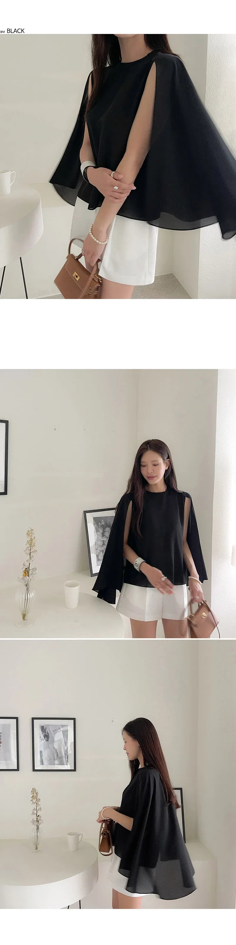 Women Blouse Summer Chiffon Loose Batwing Sleeve Office Ladies Cape Shirt Fashion Designed Tops New