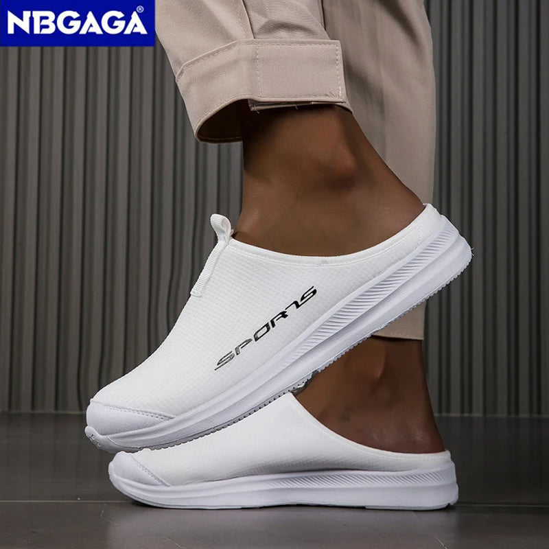 Men's Summer Slip-On Shoes Lightweight Casual Half Slippers for Women's Outdoor Soft Bottom Support Walking Shoes Size 36-46