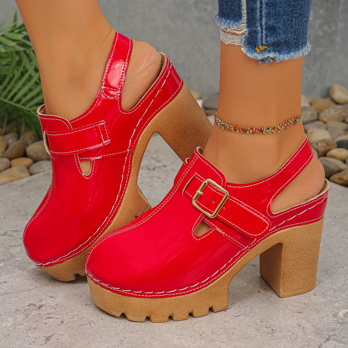 Super High Heels Sandals for Women Round Toe 2025 Summer Chunky Heel Comfortable Shoes Closed Toe Sophisticated Women's Shoes