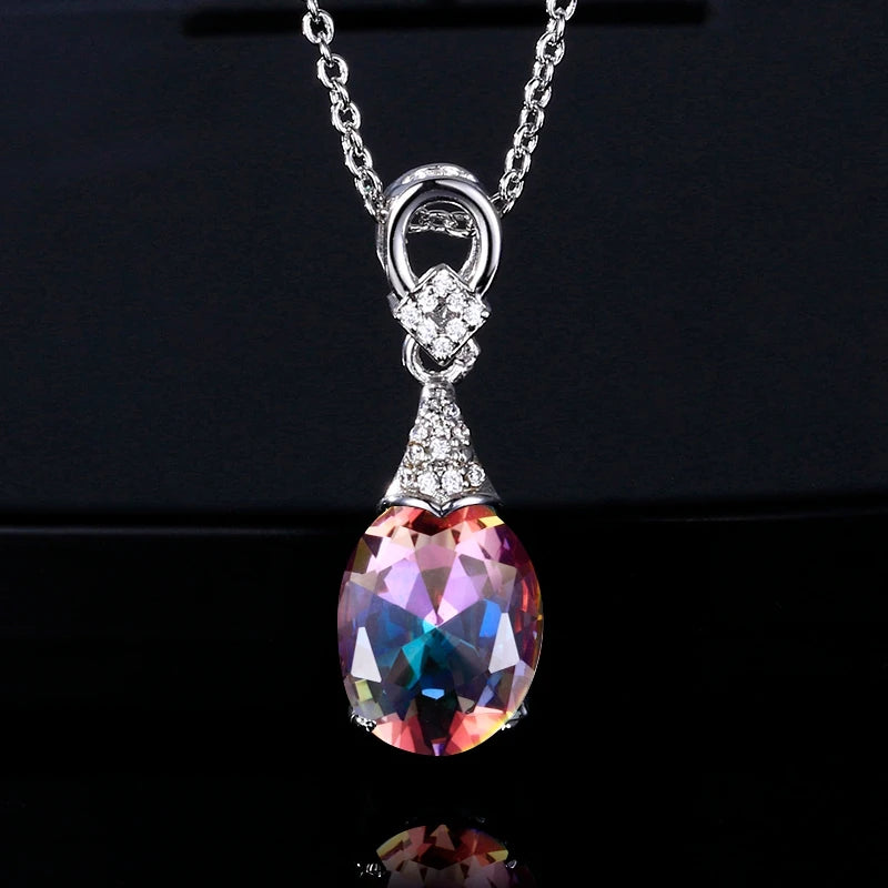 Colorful Jewelry Necklaces New Fashion Gemstone Pendant Necklace For Women Wholesale Wedding Anniversay Party Gifts