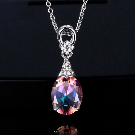 Colorful Jewelry Necklaces New Fashion Gemstone Pendant Necklace For Women Wholesale Wedding Anniversay Party Gifts