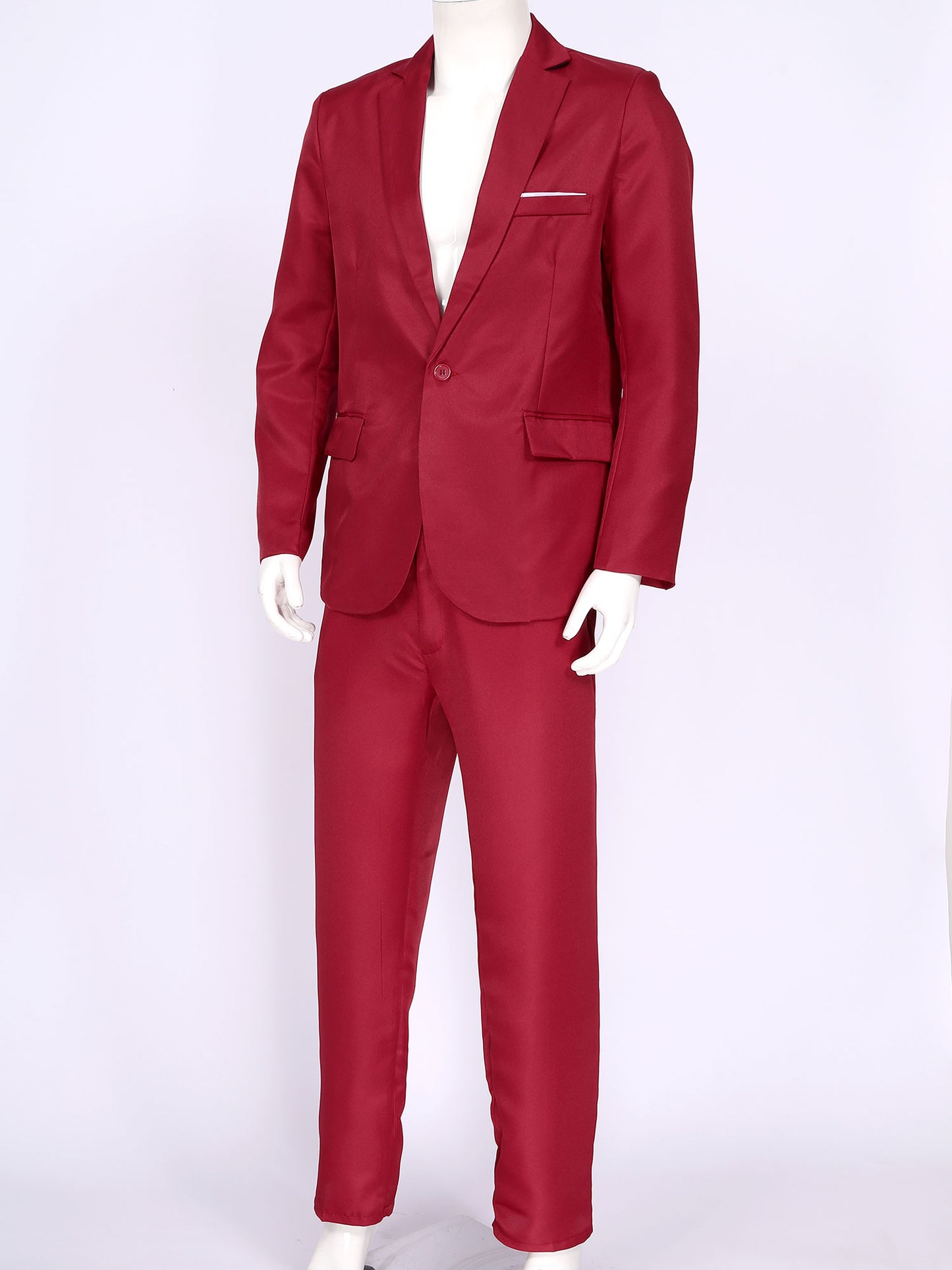 Men Gentleman Suit 2Pcs Formal Uniform Long Sleeve Lapel Blazer Jacket with Pants Office Meetings Business Wedding Party Outfits