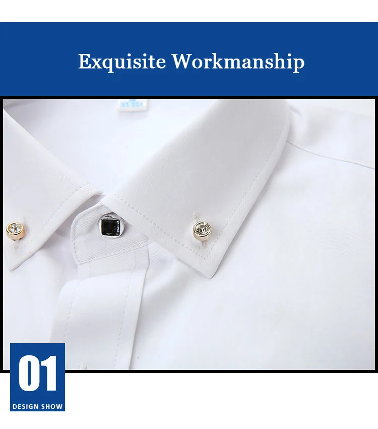 High Quality Non-ironing Mens Dress Shirt Short Sleeve New Solid Male Clothing Fit Business Shirts White Black Blue Navy Red