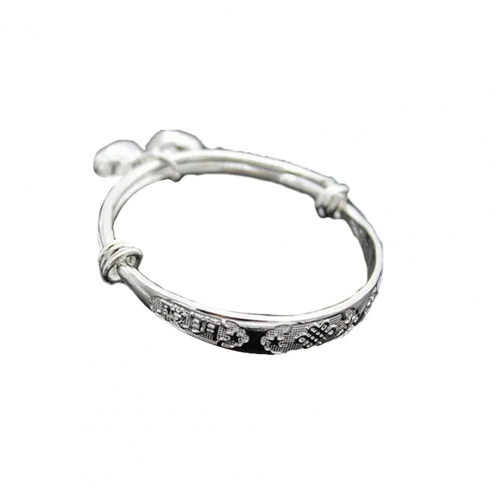Jewelry Bangle Bracelet Adjustable Embossing Design Bell Pendant Baby for Toddler