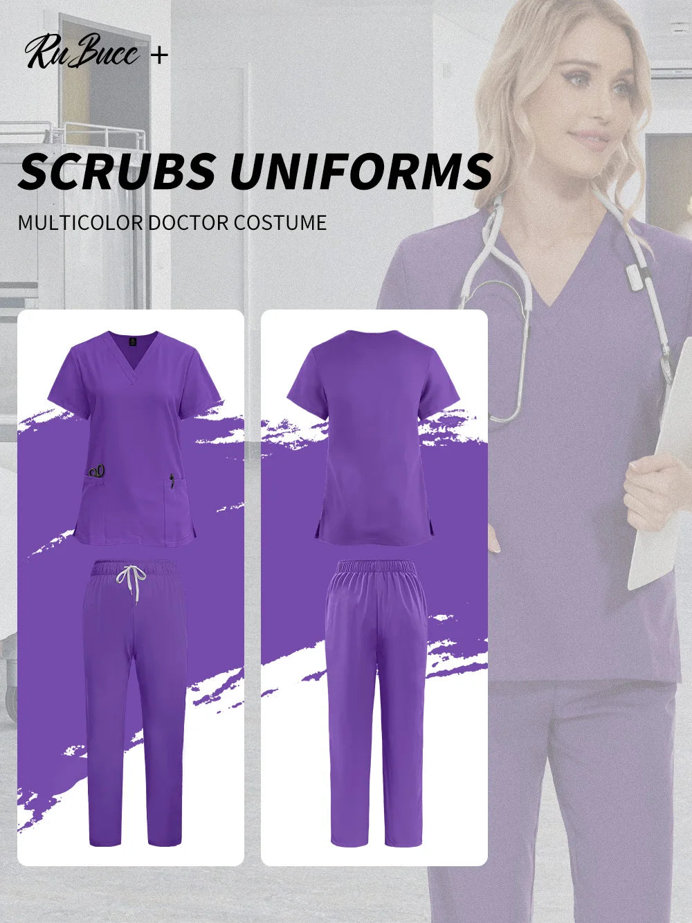 Scrubs Medical Unifroms Women Surgical Nursing Clothes V Neck Hospital Doctor Workwear Pet Clinic Veterinary Overalls Wholesale