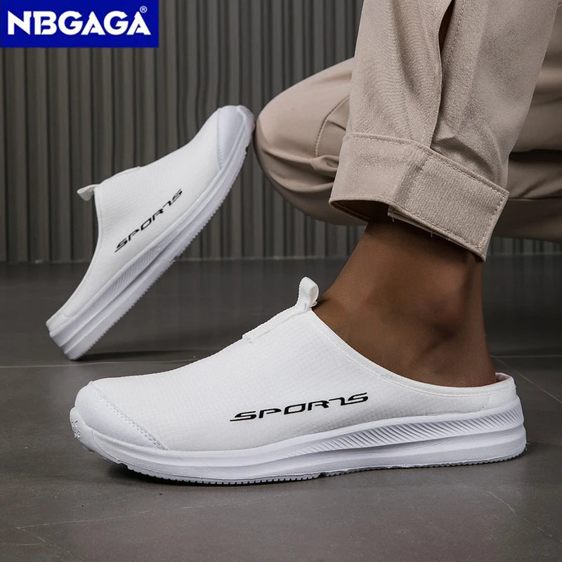 Men's Summer Slip-On Shoes Lightweight Casual Half Slippers for Women's Outdoor Soft Bottom Support Walking Shoes Size 36-46
