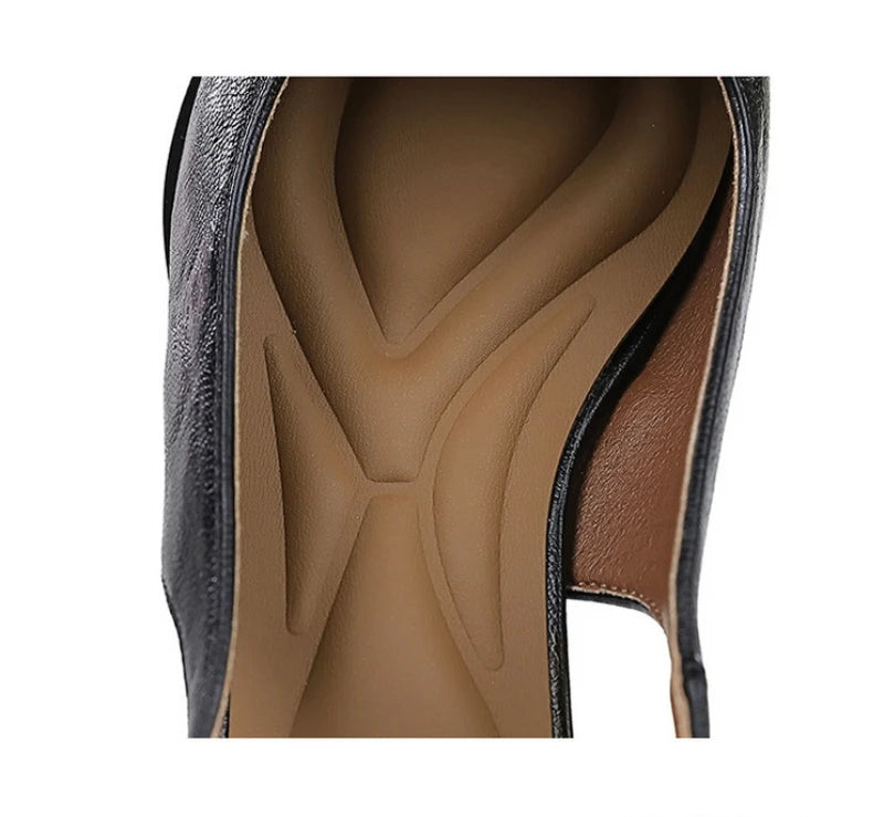 Simple And High-End Women's Shoes With Thick Heels Shallow Mouth Pointed Toe Slim Pedicures With Empty Back Tripping Mid-Heeled