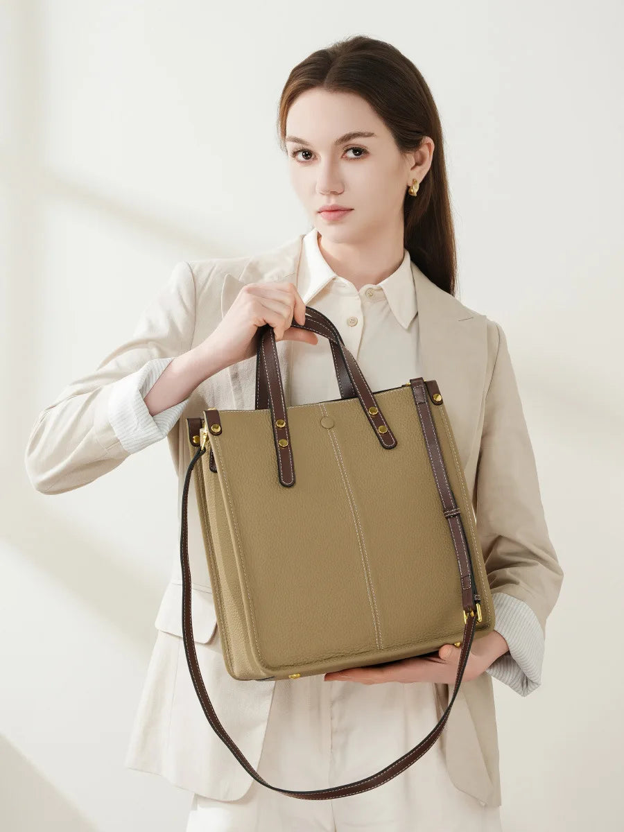 New Ladies Genuine Leather Handbags Big Women Bag Large Vintage Female 2025 Office Hand Shoulder Bags For Women Tote