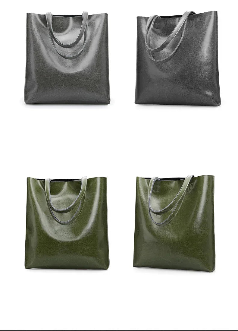 Real Leather Women's Handbag Fashion Top-handle Bags Ladies Tote Bag Minimalist Wallets Shoulder Tote Bag Portable Shopping Bag