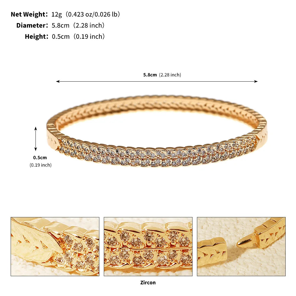 Newest Fashion Copper and Zirconia Bangle for Women Unique Design Sense Bangles Daily Jewelry Accesssories As a Gift