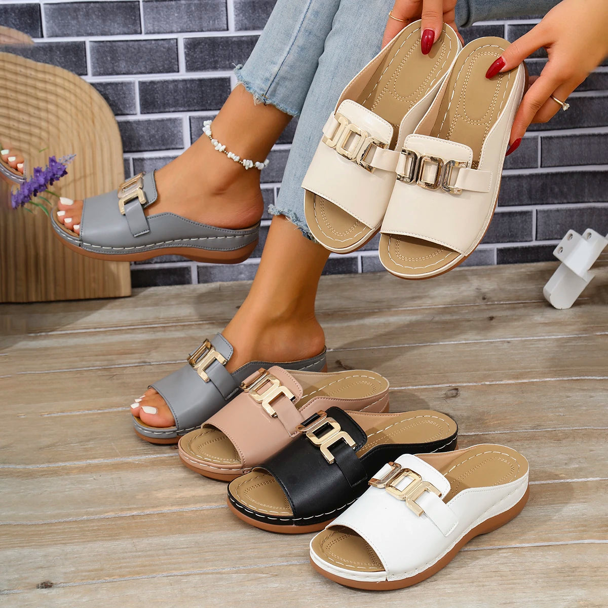 2025 Women's Fashion Casual Travel Shoes Bohemian Ethnic Style Double Button Design for Men and Women Comfortable Couple Beach