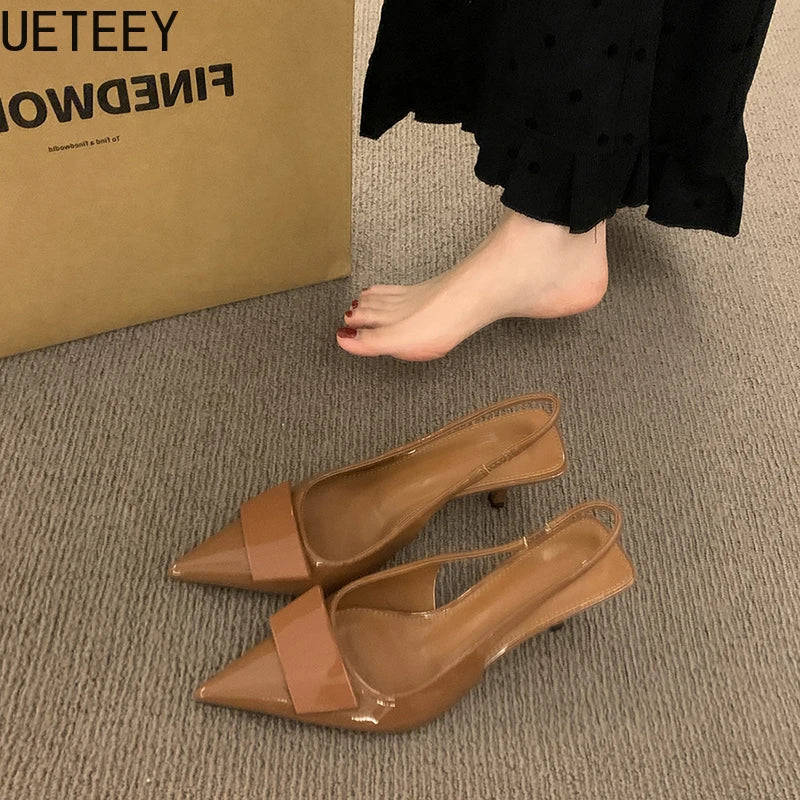 2026 Summer High Heel Women Sandals Fashion Pointed Toe Singbacks Shoes Design Style Banquet Party Sandalias Shoes