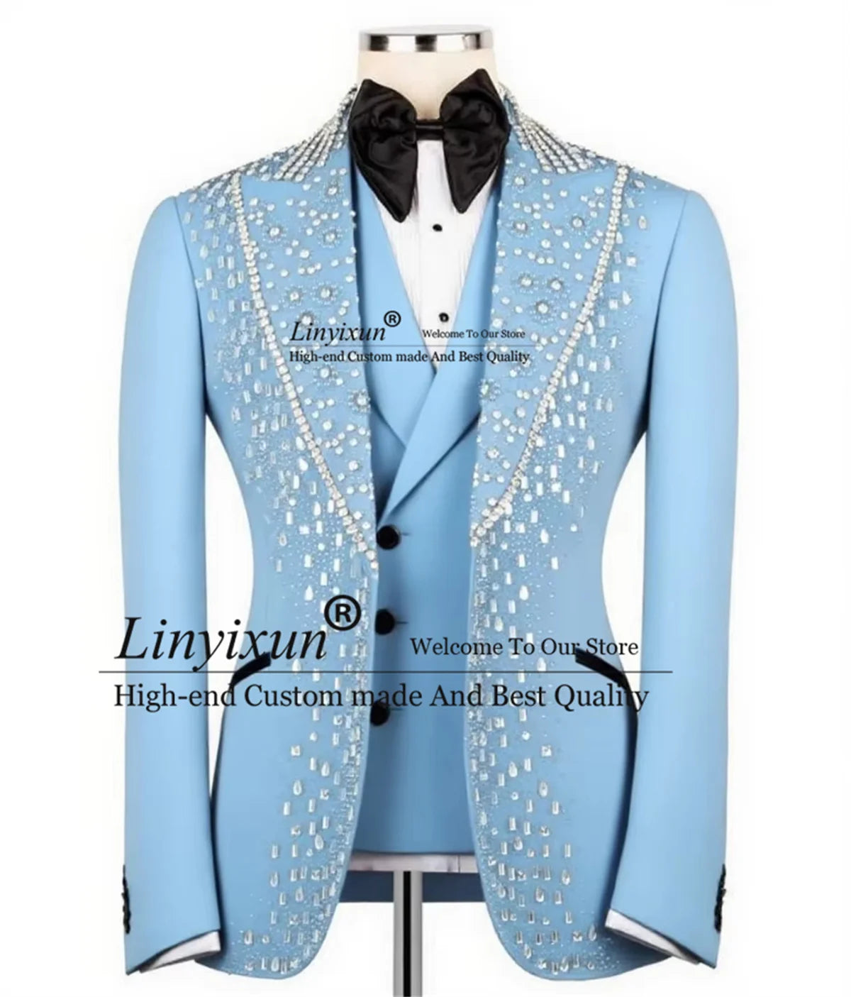 High End Stones Diamond Tuxedos Men Suits 3 Pieces Sets Party rajes para hombre Customized Slim Fit Wedding Groom Blazers
