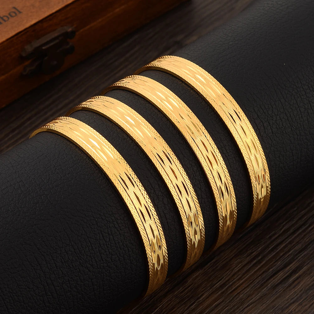 Classic Fashion 65MM Golden plating Dubai Wedding Bangles For Women Ethiopian Jewelry Indian Bracelets Birthday Jewelry Gift