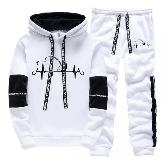 Mens Tracksuit Printed Casual Sweatshirts Sportswear Outdoors Gym Sports Jogging Mens Clothing Fashion Single Piece Hoodie Pants
