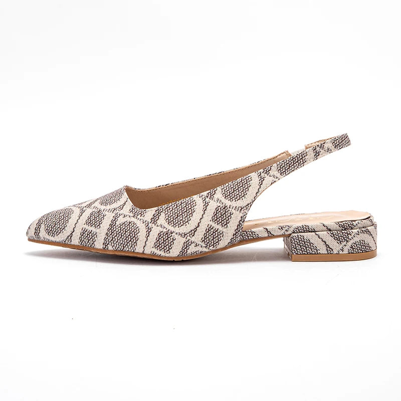 Classic Style Fashion Women's Heeled Single Shoes Wear Comfortable Letter Print Design Retro Versatile