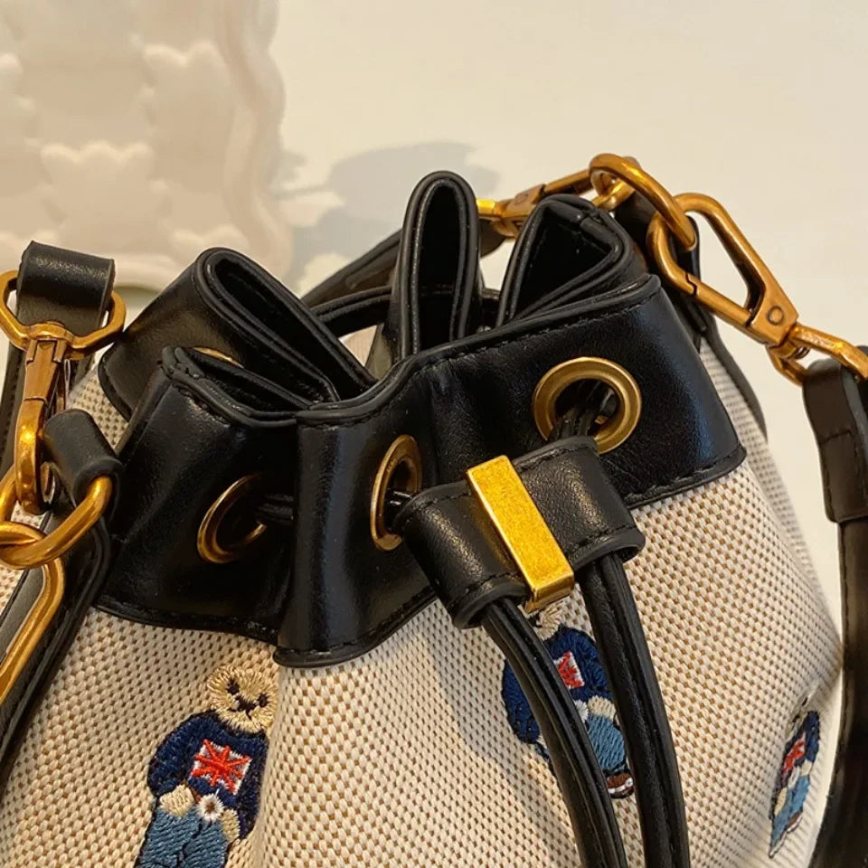 Drawstring Bucket Bag Large Capacity Women's Handheld Crossbody Messenger Bag Large Capacity Handheld Shoulder Armpit Bag