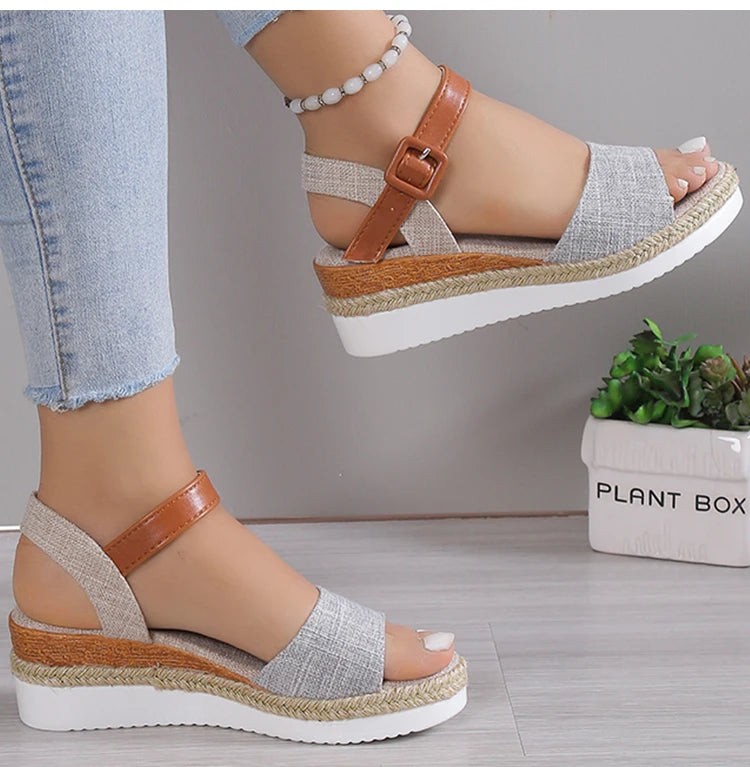 Fashion Shoes Women Sandals Wedge Shoes For Women Espadrilles Women's Sandals Non-Slip Retro Women Heels Female Footwear