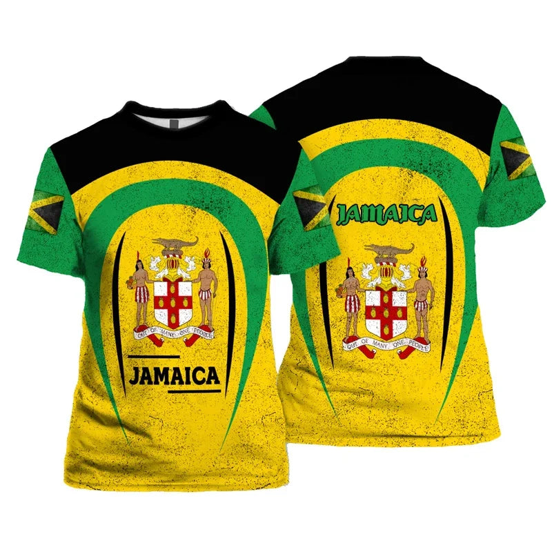 Jamaica Flag Emblem Graphic T Shirt For Men 3D Print Jamaican T-Shirt Tops Short Sleeve O Neck Mens Tee Shirts Streetwear