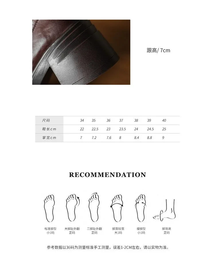 Women Chunky Heel Genuine Leather Wedge Shoes Woman Platform Pumps Female High Heel Zapatos Mujer Handmade thick sole Loafers