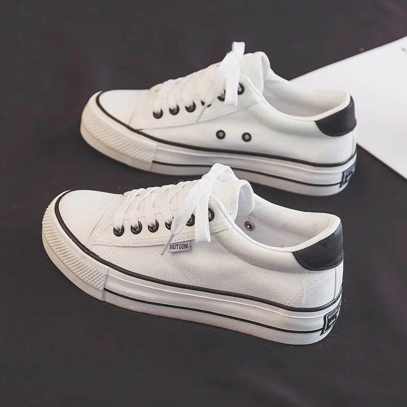 Women's Shoes Canvas Shoes Spring Thick Soled Height Increasing Sneakers Trendy Versatile Board Shoe Student Vulcanized Shoe