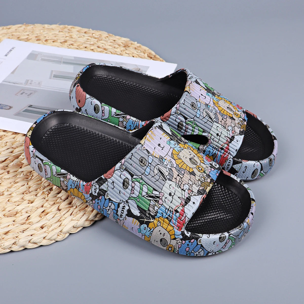 women's summer shoes indoor wear slippers from home platform sandals open toe anti-slip shower slides