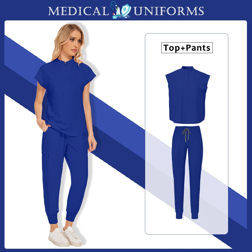 Scrubs Clinical Uniforms Woman Hospital Work Clothes Dental Clinical Workwear Joggers Pants Suit Medical 2 Piece Set Beauty Wear