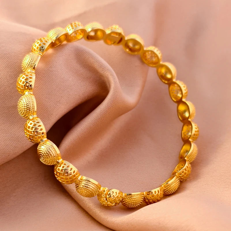 Dubai Gold Plated 24K Bangles for Women Jewelry Exaggerated Style Bracelets Banquet Party Bijoux Nigeria Wedding