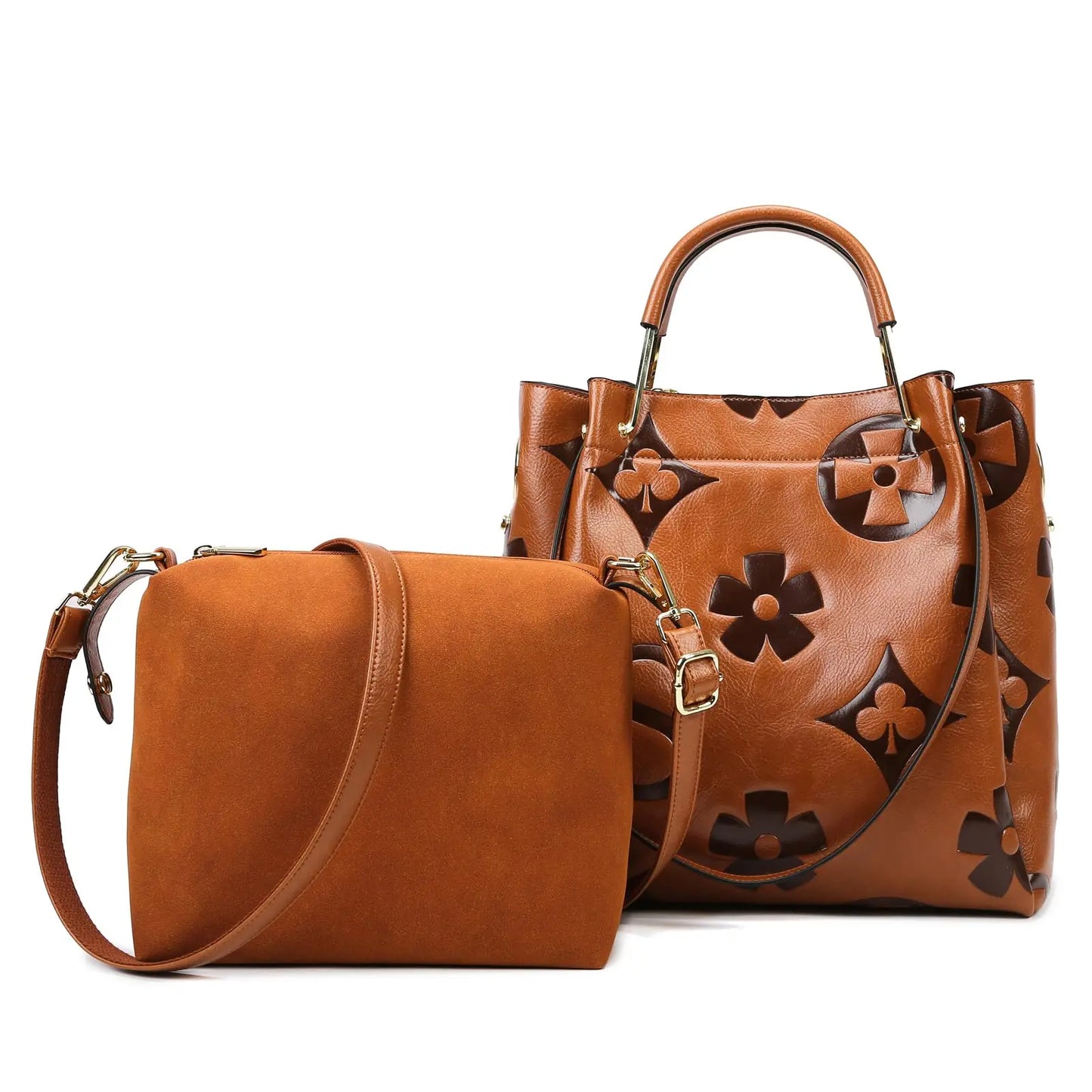 Women's Top-handle Handbags Large Shoulder Bag Embossed Leather Top Handle Handbag Set Ladies Bucket Hobo Tote For Work Travel