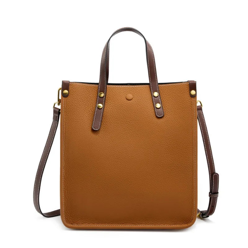 New Ladies Genuine Leather Handbags Big Women Bag Large Vintage Female 2025 Office Hand Shoulder Bags For Women Tote