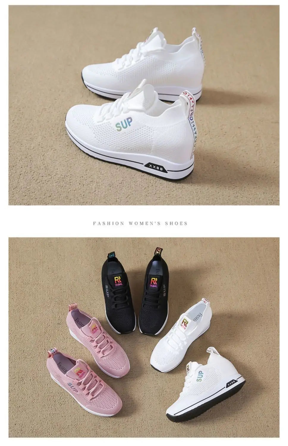 2025 Women's Wedges Shoes Platform Shoe Spring Breathable Casual Shoes Woman Fashion Sneakers Height Increasing Vulcanize Shoes