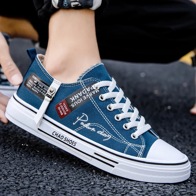 2025 Summer Men's Canvas Sneakers Low-Top Casual Breathable Shoes for Teen Trendy Lightweight Youth Streetwear Comfort Footwear