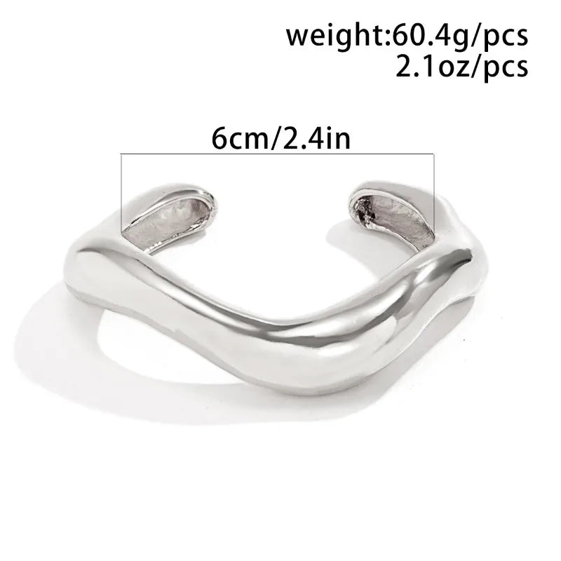 Wide Cuff Bangles Punk Gold Silver Color Geometric Metal Large Bangles for Women Bracelets Men Exaggerated Luxury Jewelry