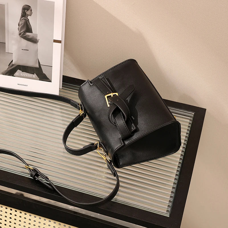 Classic Black Handbag Brand Bag Women Solid Small Pu Leather Crossbody Bag With Short Handle High End Sac A Main Designer Bosas