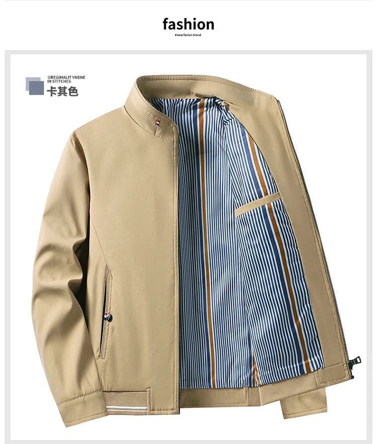 Men's New Spring and Autumn Clothing Stand Up Collar Jacket, Middle-aged and Elderly Jackets, Casual Business Men's Clothing
