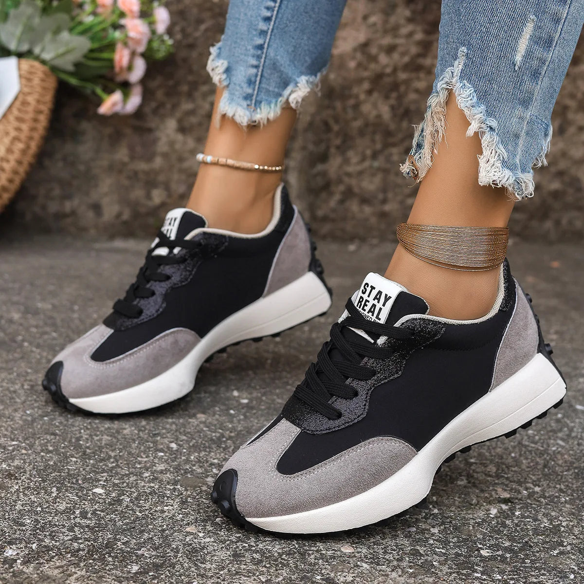 Women Sneakers Causal Walking Shoes Woman Autumn Fashion Lace Up Sports Platform Shoes Outdoor Non-slip Running Shoes