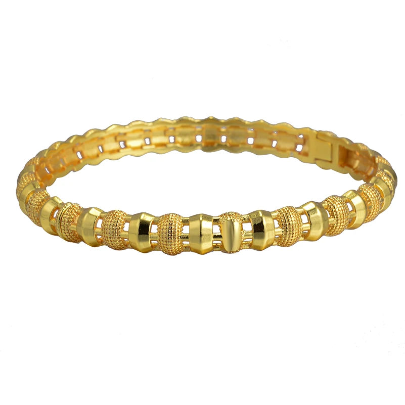 Dubai Gold Plated 24K Bangles for Women Jewelry Exaggerated Style Bracelets Banquet Party Bijoux Nigeria Wedding