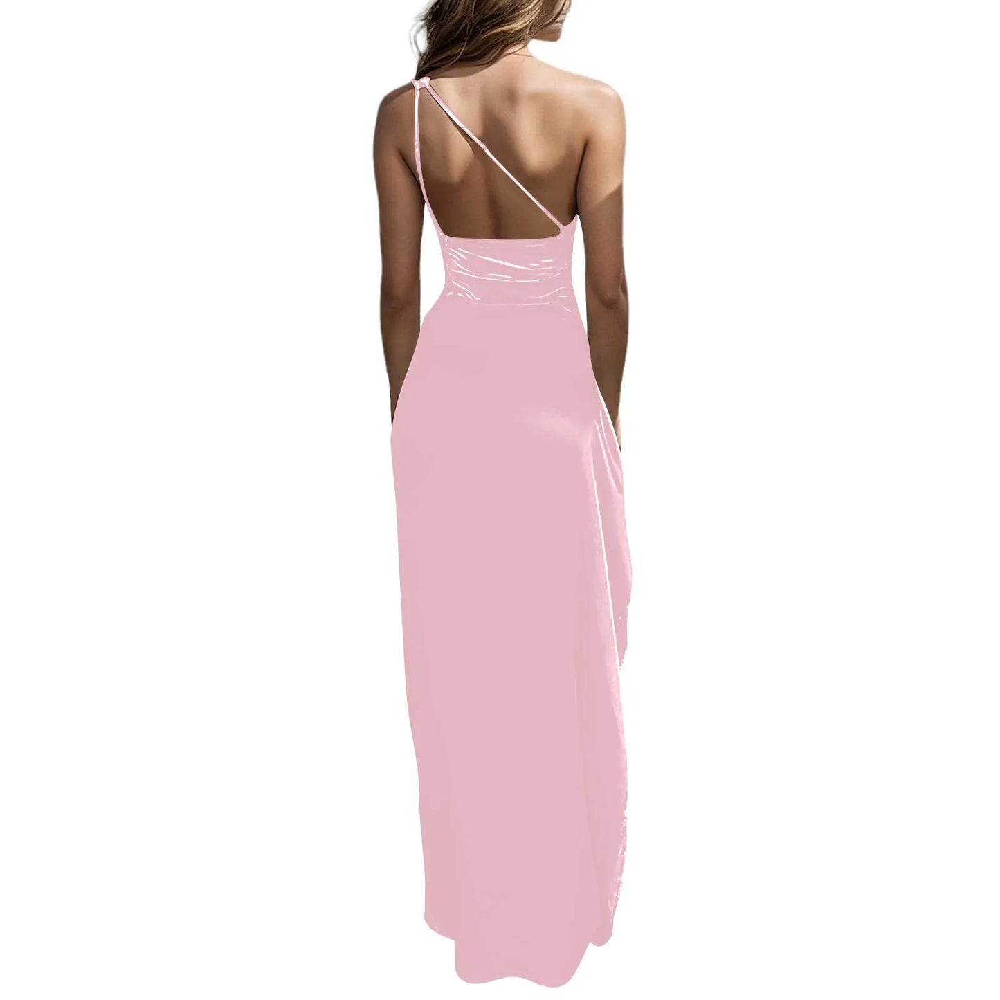 Sexy dresses for women Satin Backless Slim party Long Dress One Shoulder HighSplit Cocktail dress Wedding evening dresses elbise