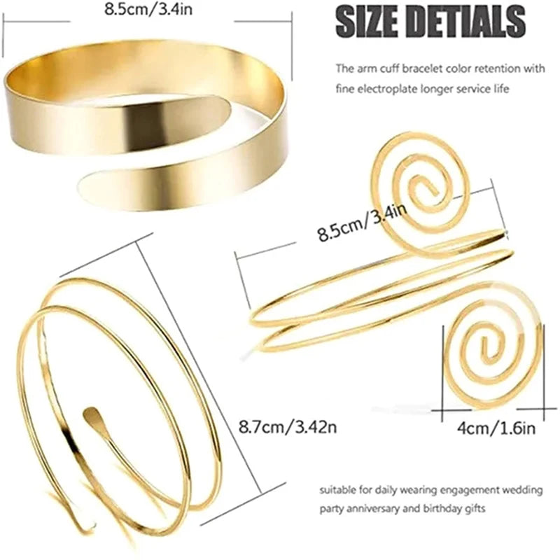 Fashion Arm Bracelet for Women Girls Mental Open Upper Arm Bangle Bracelet Simple Adjustable Armlet Armband