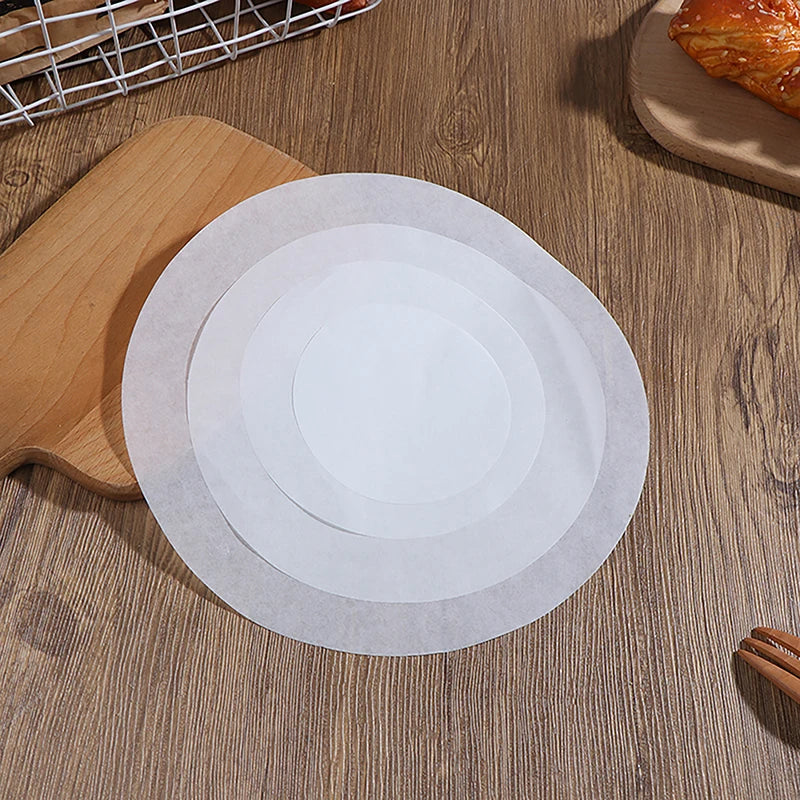 50Pcs Baking Oiled Paper Circle Parchment Paper Multifunction Liner BBQ Oven Patty Hamburger Paper Steamer Liners Baking Tool