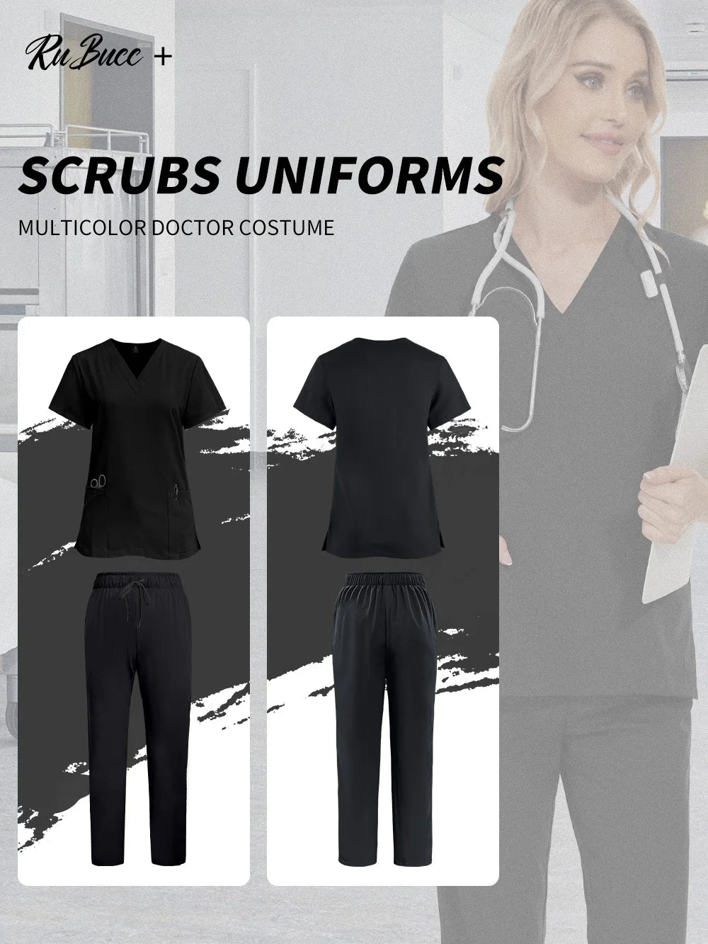 Scrubs Medical Unifroms Women Surgical Nursing Clothes V Neck Hospital Doctor Workwear Pet Clinic Veterinary Overalls Wholesale