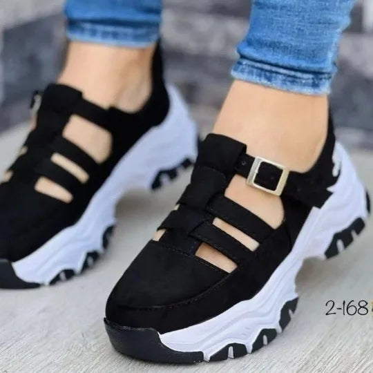 Fashion Sandals for Women Popular Buckle Thick Bottom Design Breathable Open Toed Women's Sandals Flat Casual Sports Shoes 슬리퍼