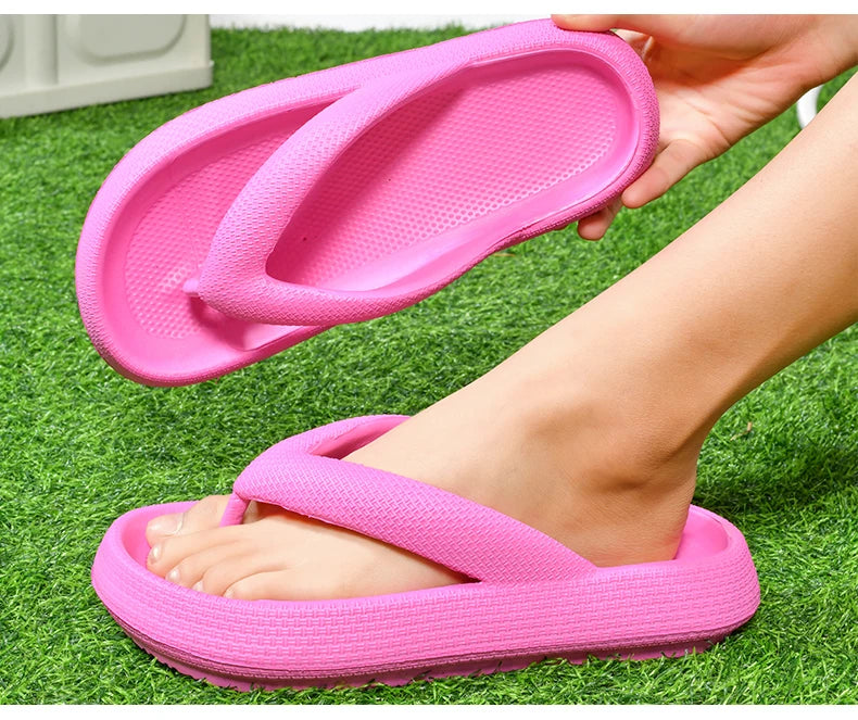 Ladies Lightweight Solid Color Sandals - Casual Indoor/Outdoor Couples Flip Flops, Comfortable Slip-On Beach Footwear