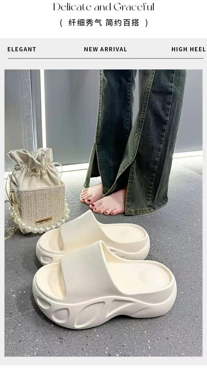 2025 New Women Sandals Women Slippers Black Wedge Platform Open Toe Women Orthopedics Thick Bottom Beach High Heels Slides