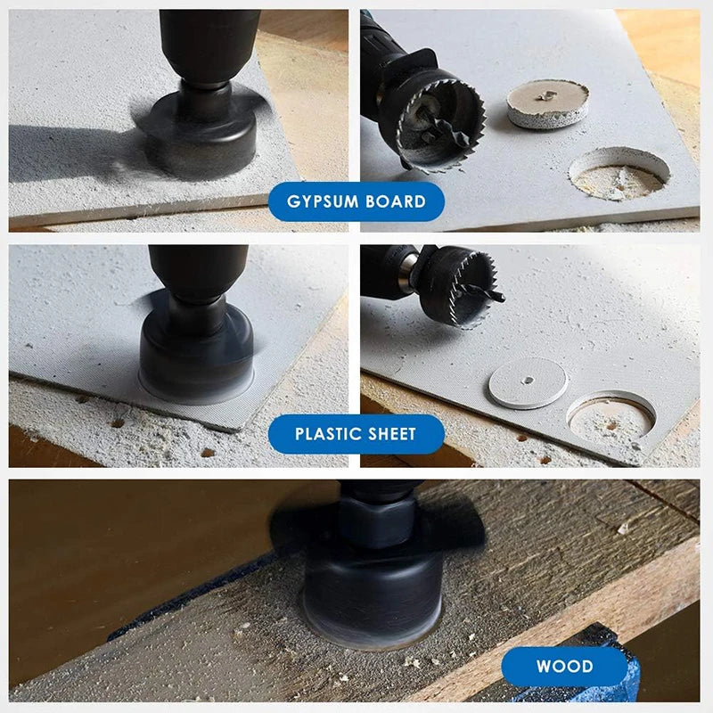 Hole Saw Set 11PCS Hole Saw Kit in Case Drill Bit Kit with Mandrels and Hex Key for Soft Wood Plywood Drywall PVC