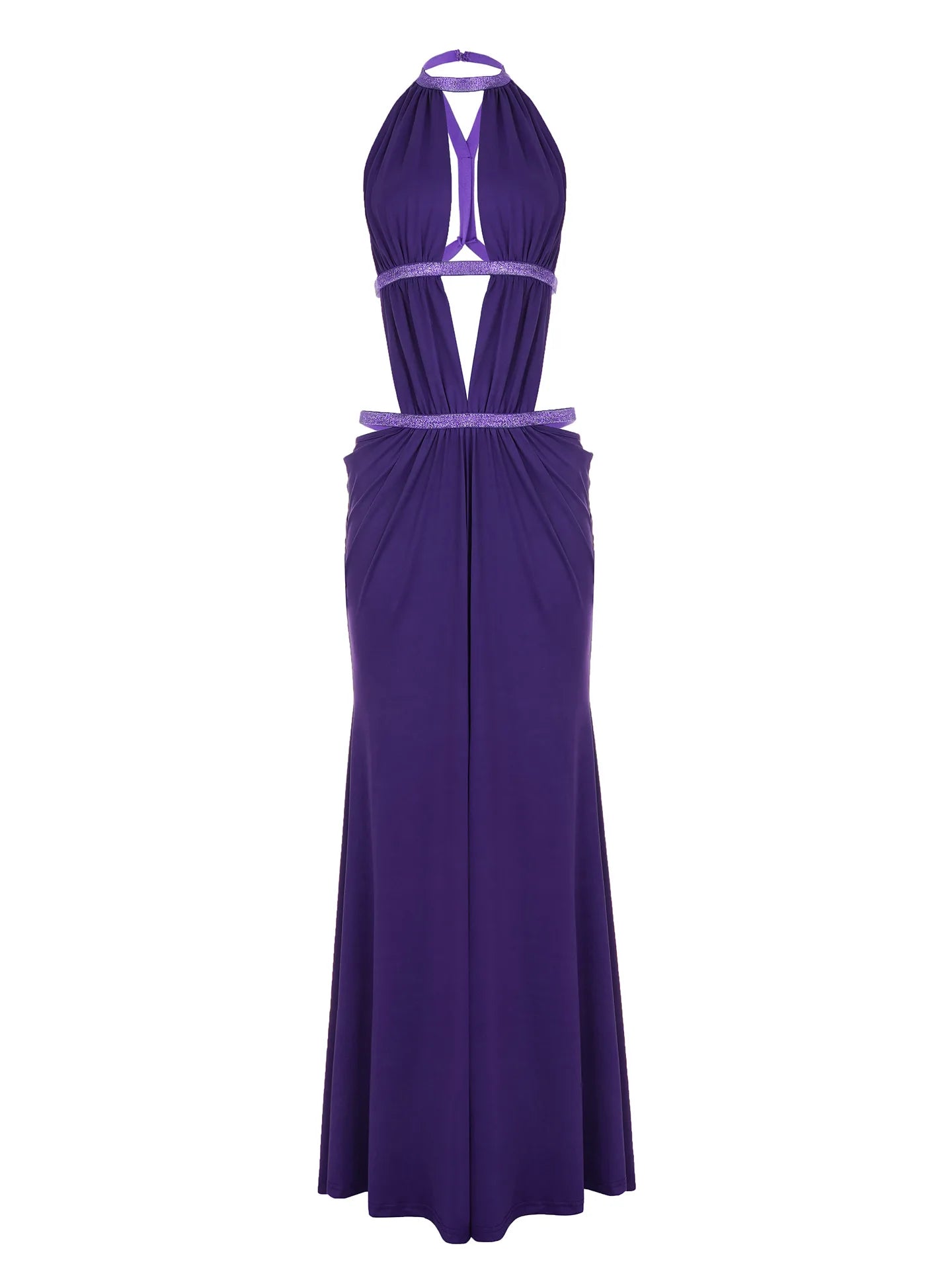 Women Sexy Backless Sequin Halter Dress Sleeveless Off Shoulder Hollow Out Pleated Maxi Dresses 2026 Lady Evening Party Gowns